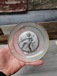 Castellani Silver 925 Round Bas-relief Wall Decor Made In Italy Hand Made A4