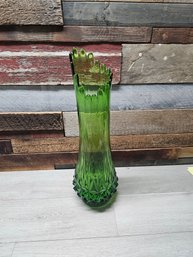 Vintage LE Smith Green Diamond Floor Swung Vase A4