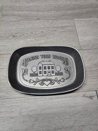 Vtg Wilton Bless This House Aluminum Tray A1