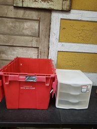 Red Bin & Small Storage Drawers H1