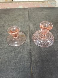 Depression Glass Candle Holders J4