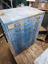 Vtg Industrial Metal Cabinet Of Drawers Great Tool Box!