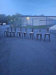 8 Metal And Wood Industrial Style Bar Stools