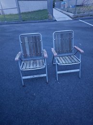 2 Vtg Folding Chairs Need Restor
