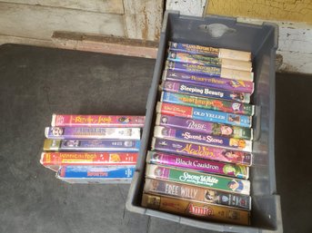 Crate Of VHS Tapes Movie Lot H2