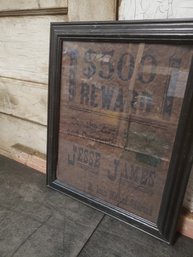 Framed Jesse James Reward Poster H2