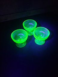 Uranium Green Depression Glass Sherbet Cup Lot P1