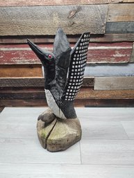 Large Wood Carved Duck Sculpture A5