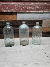 3 Vtg Buffalo Lithia Glass Bottles A5