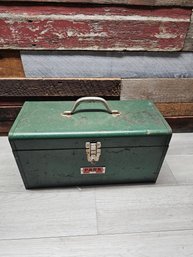 Vtg Green Metal Park Tool Box A5