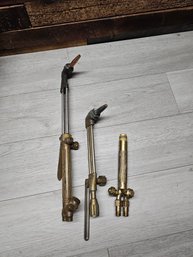 Lot Of 3 Brass Oxygen Acetylene Torches 2 Are Harris Brand A5