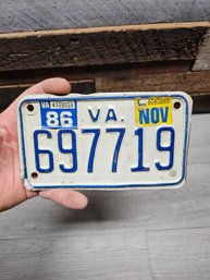 Vtg Virginia Motorcycle License Plate A5