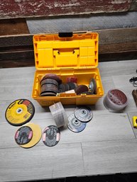 Yellow Tool Box Full Of Grinder Wheels Sanding And Cut Off Disc's A5