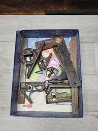Lot Of Antique Measuring Tools Ect. A1