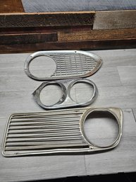 Lot Of 3 Vtg Car Headlight Moldings A1