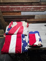 Lot Of 3 Large American Flags A1