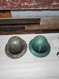 2 Vtg Steel Hardhats A1