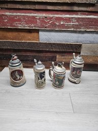 Lot Of 4 Very Nice Hunting Theme Steins A1