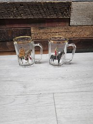 2 Vintage British Made Hand Painted Beer Steins 16 Oz 24kt Gold Trim A1