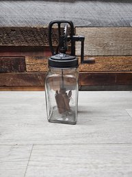 Antique  Glass & Wood Butter Churn Table Top Hand Crank Dazey A2