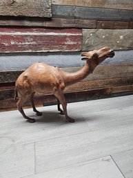 Large Vtg Leather Camel Sculpture A3
