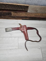 Nice Leather Belt And Holster With Winchester Buckle A3