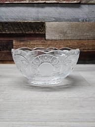 Vtg Embossed Cut Glass Crystal Bowl Horse Figure A6
