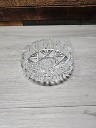 Vtg Cut Glass Crystal Ashtray (Small Chip) A6