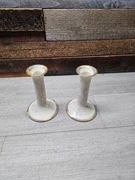 Pair Of Vintage Lenox McKinley Pattern Porcelain Candlestick Holders A6