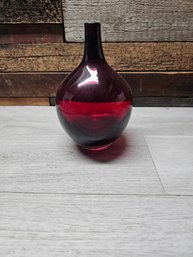 Vtg Ikea Red Art Glass Vase A6