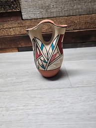 Native American Jemez Pueblo Handmade Pottery Wedding Vase A6