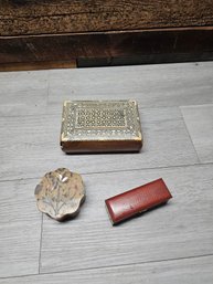 Lot Of 3 Vtg Trinket Boxes A6