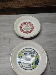 2 Vtg Pie Dishes A6