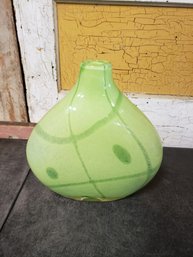 Green Block And Dot Design Glass Flat Vase B2