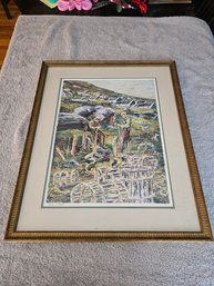 Signed Print By Liam Oneil 'below The Basket Village' A8