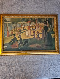 A Sunday Afternoon On The Island Of La Grande Jatte - Framed Art Canvas By Georges Seurat B7