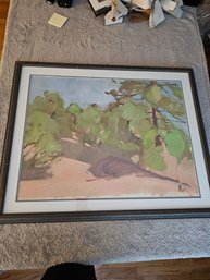 Signed Watercolor Trees Scene B11