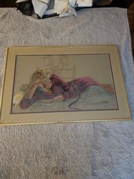 Painting Signed V Moore (glass Cracked) B17