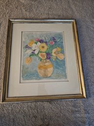 Painting By Janet Yale Dated 1994 Titled 'flowers' B21