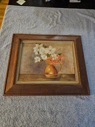 Signed Oil On Canvas Floral B30