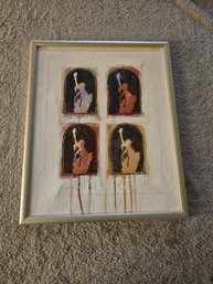 Signed Statue Of Liberty Art Mixed Media Framed B35