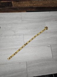 Vtg Gold Tine With Red Stones Necklace