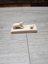 Polar Bear Carving On Tusk? Bone? A1