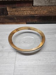 Vtg Annieglass Signed Gold Rim Serving Oval Bowl A1