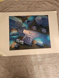 Art Werger Signed And Numbered Etching 20/24 Titled 'midnight On The Midway' B59