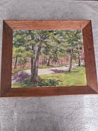 Framed Signed Oil Painting On Canvas Woodland Scene B62