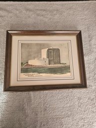 Vtg Framed Print Of John F. Kennedy Presidential Library And Museum In Dorchester, Massachusetts.  B72