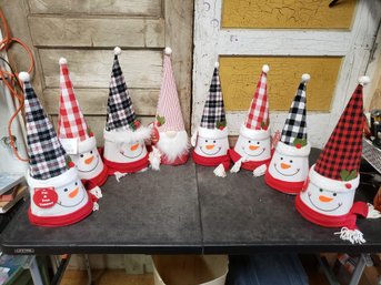 Snowman And Gnome Tree Topper Lot Of 8 B1