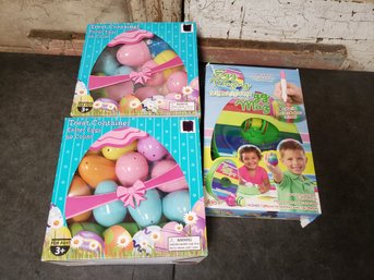 Lot Of Plastic Eggs And Decorating Kit Easter H2