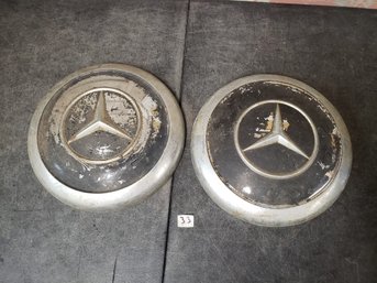 Vtg Mercedes Hubcap Lot Of 2 R1c#33